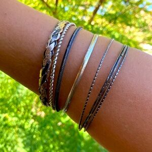 Elegant Minimalist Silver Bangle Stack of 8